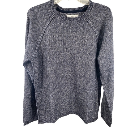 Macy’s Navy Stonewashed Crewneck Alternative Regular Fit Sweater Size Medium - Picture 2 of 9